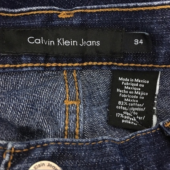 CALVIN KLEIN Jeans Bootcut Men Flat Slub Dark Wash Denim 34 x 30 Short Inseam - Picture 8 of 13